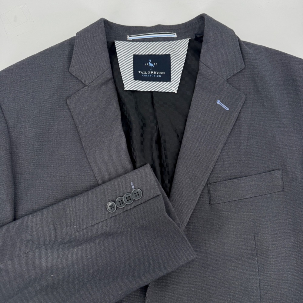 Tailorbyrd Collection Mens 42R Gray Two Button Blazer Sport Coat Jacket